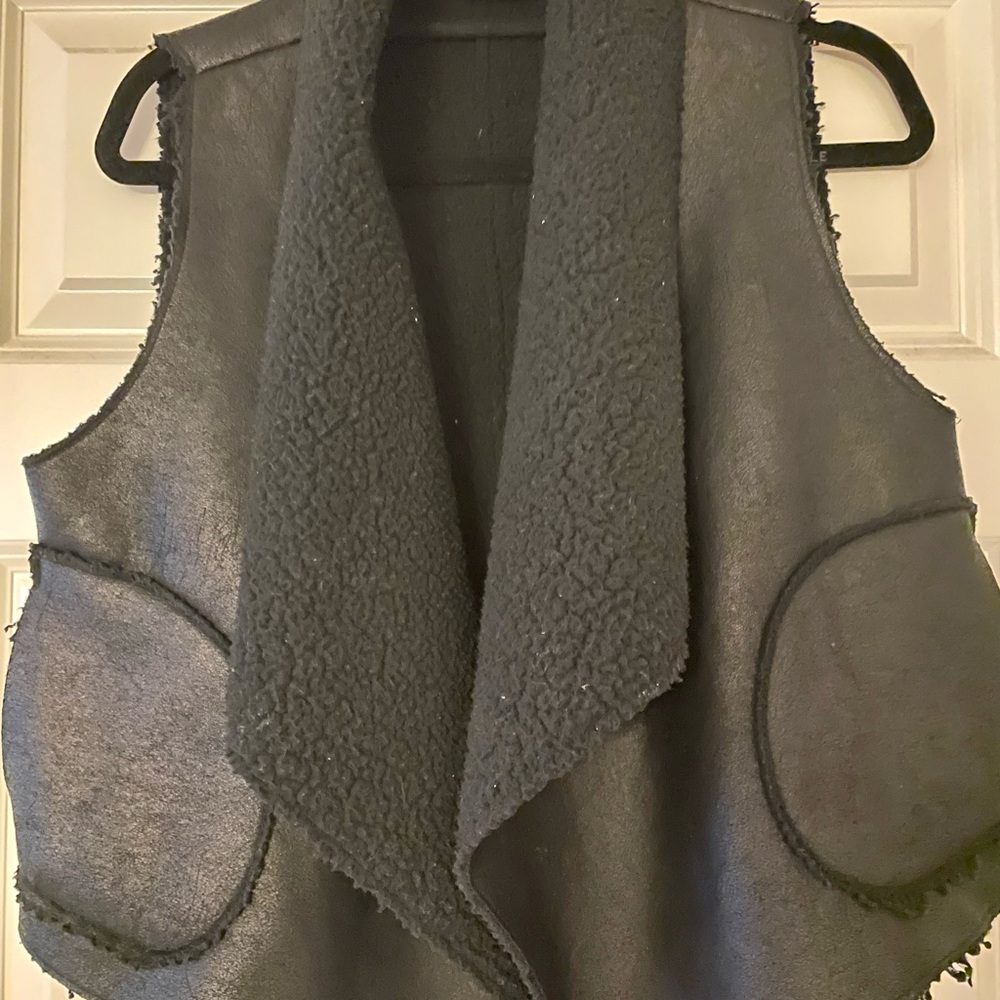 Faux leather and shearling vest